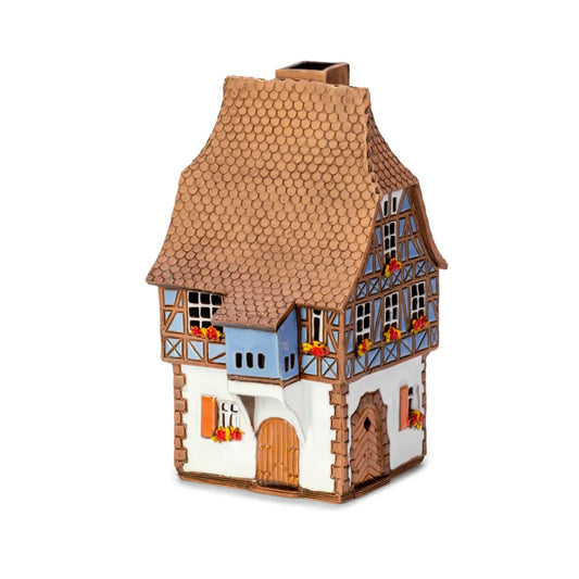 Brûle-parfum maison alsacienne en céramique, 17 cm
