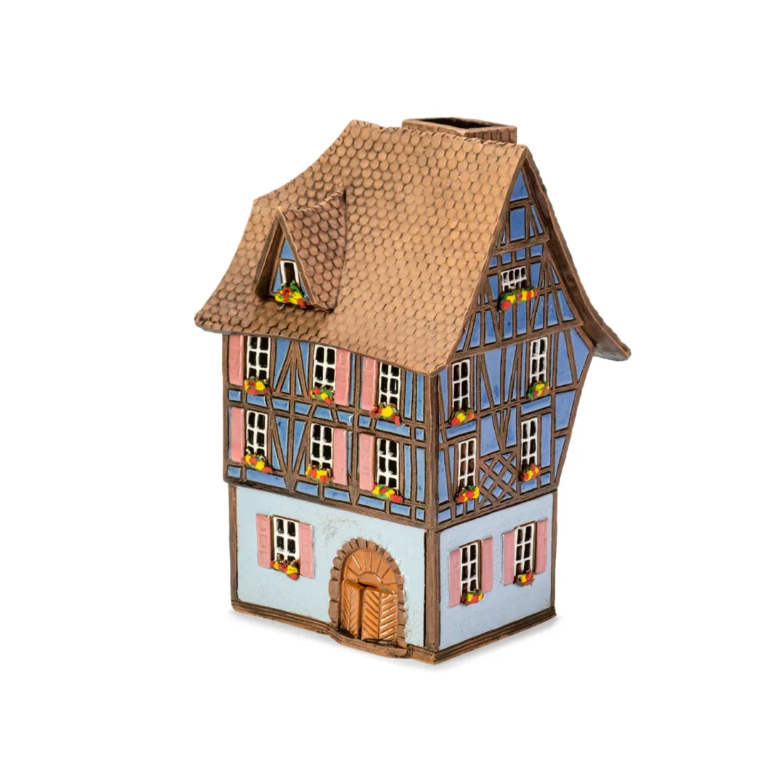 Brûle-parfum maison alsacienne en céramique, 20 cm
