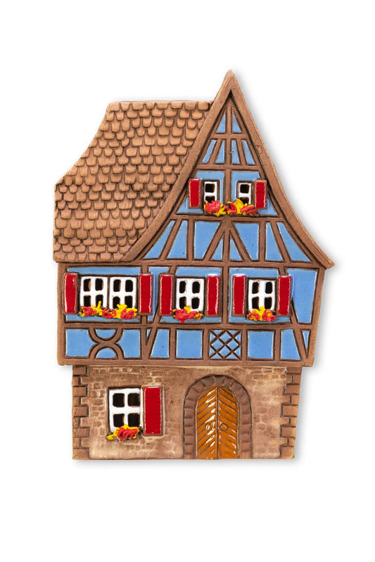Brûle-parfum maison alsacienne en céramique, 16 cm