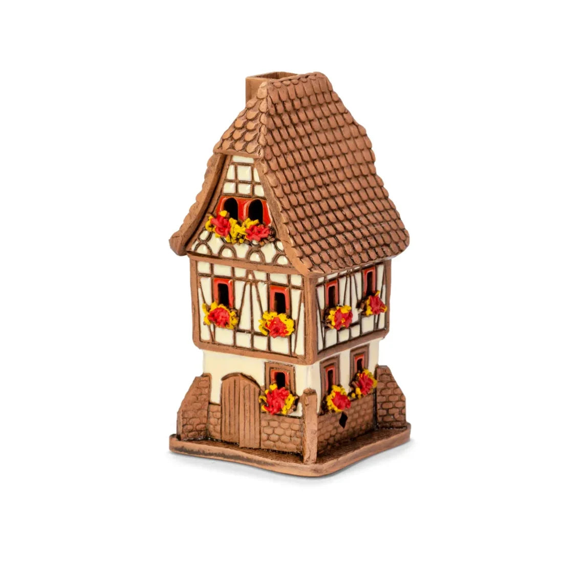 Pequeña casa alsaciana – 10 cm – cerámica pintada a mano — ALS 193 MINI