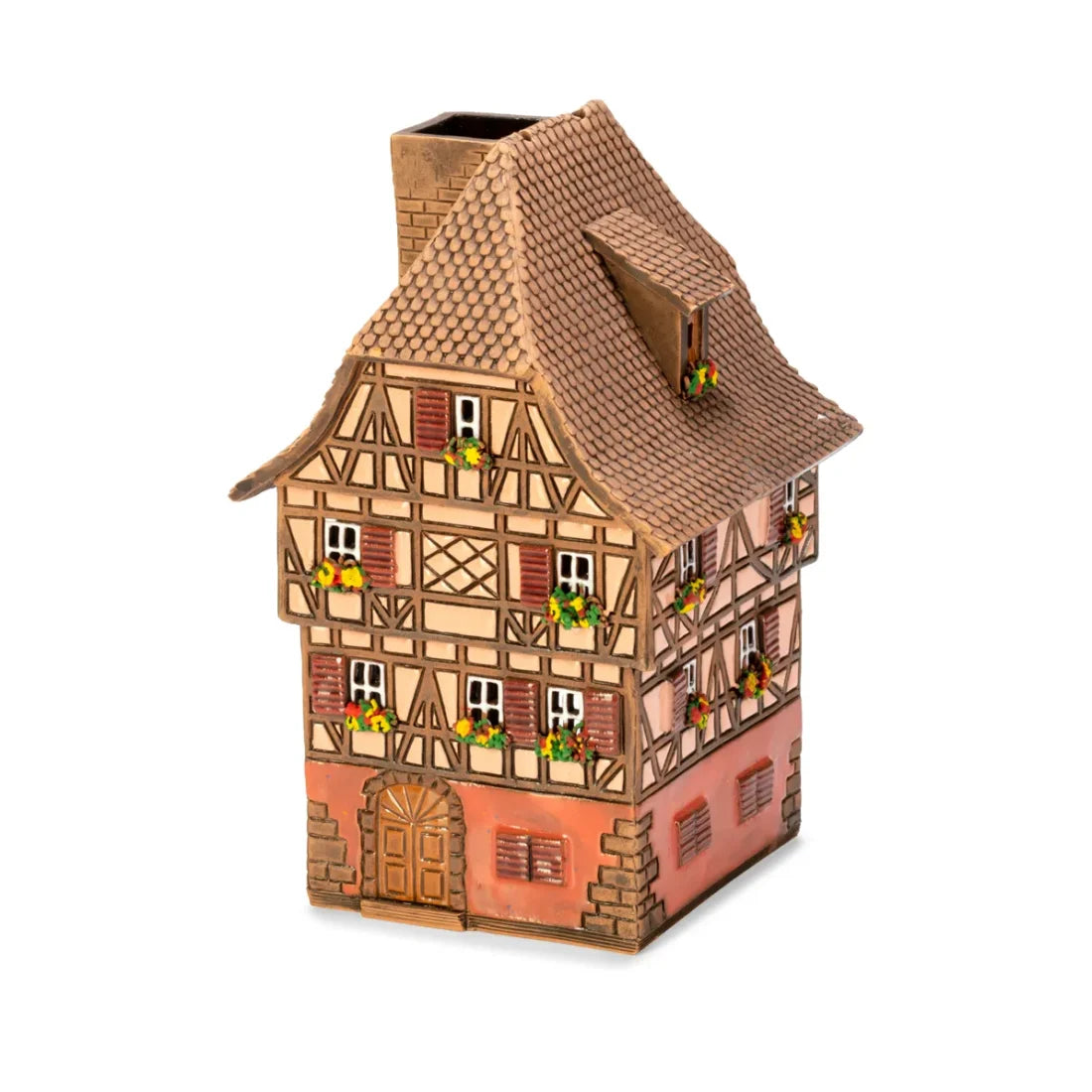 Brûle-parfum maison alsacienne en céramique, 16 cm
