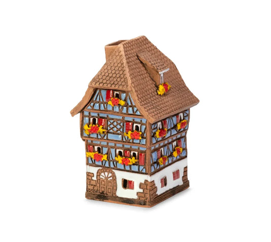 Brûle-encens maison alsacienne en céramique, 8,5 cm