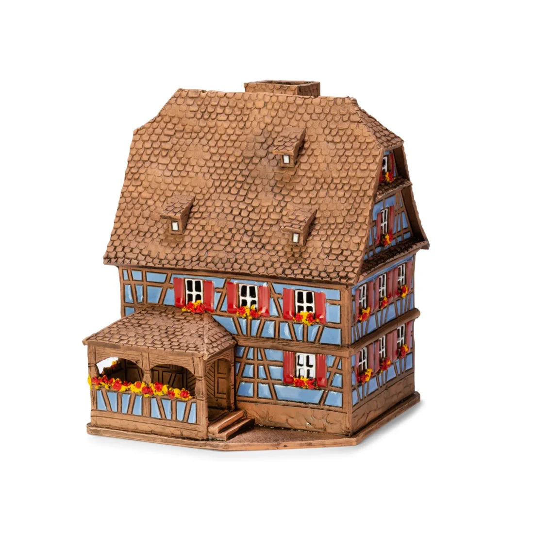Brûle-parfum maison alsacienne en céramique, 17 cm