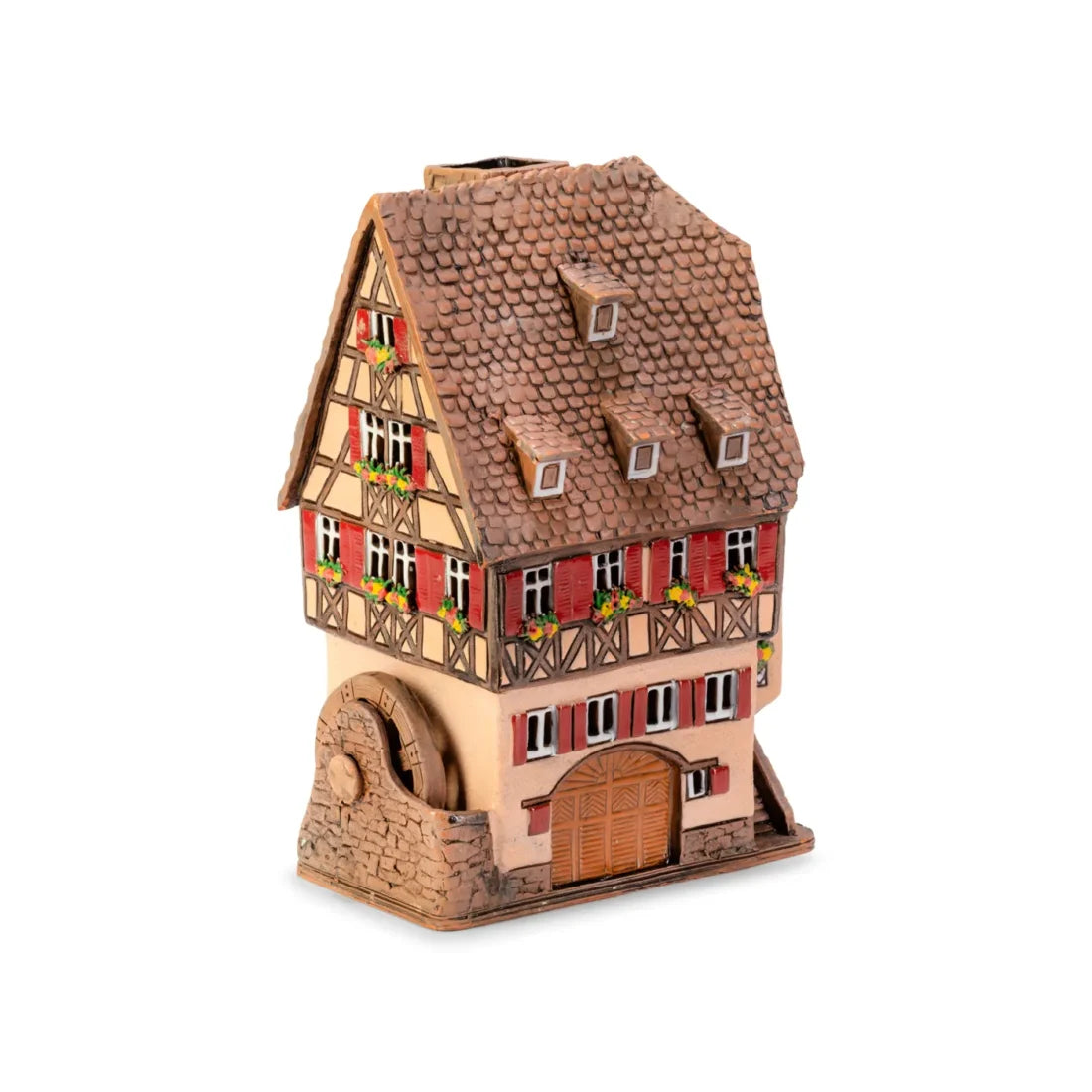 Brûle-parfum maison alsacienne en céramique, 20 cm