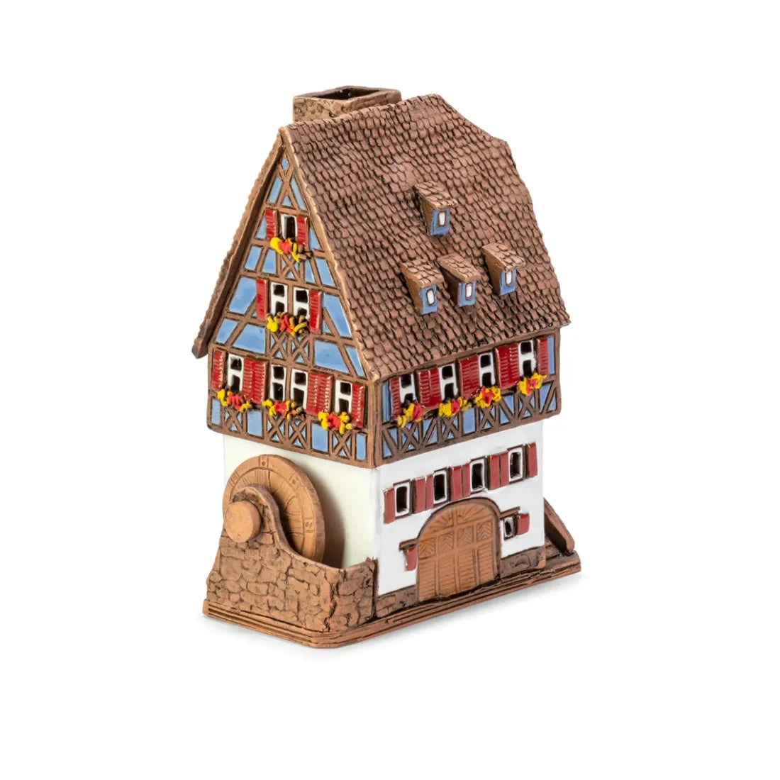 Brûle-parfum maison alsacienne en céramique, 15 cm