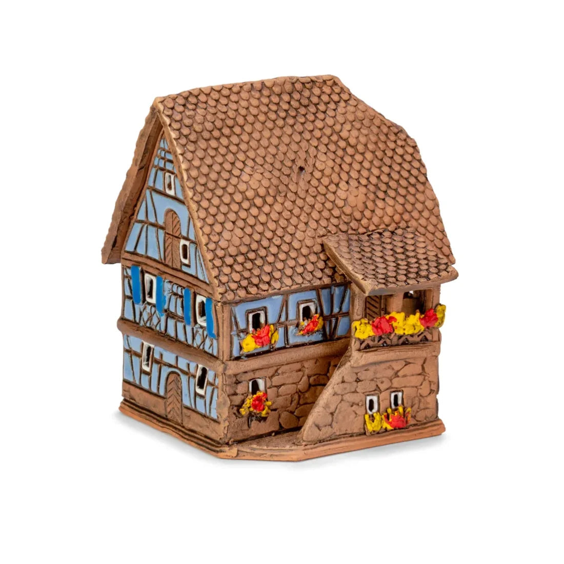 Casa alsaciana – 9 cm – cerámica pintada a mano — ALS 228 MINI
