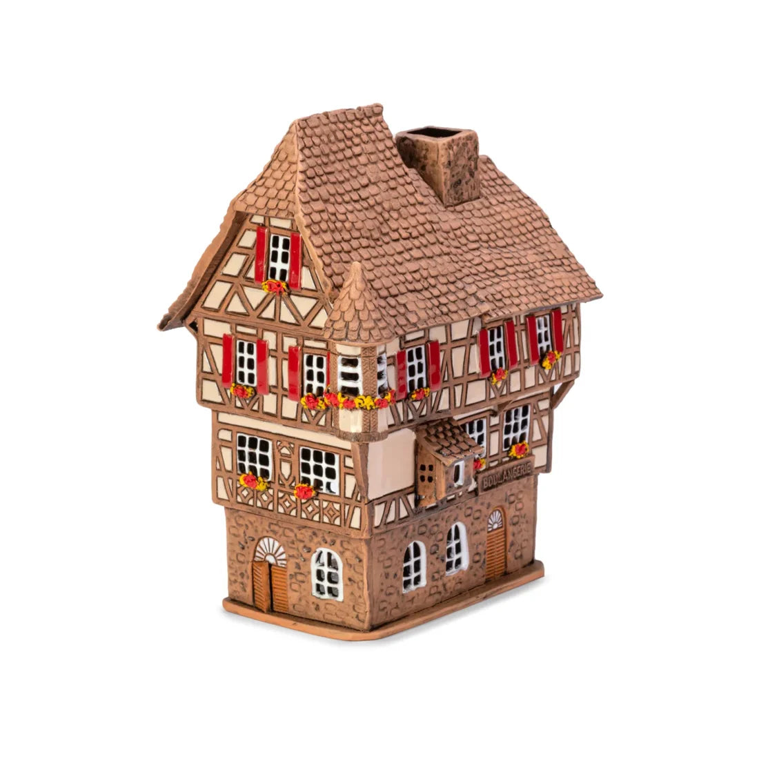 Brûle-parfum maison alsacienne en céramique, 19 cm