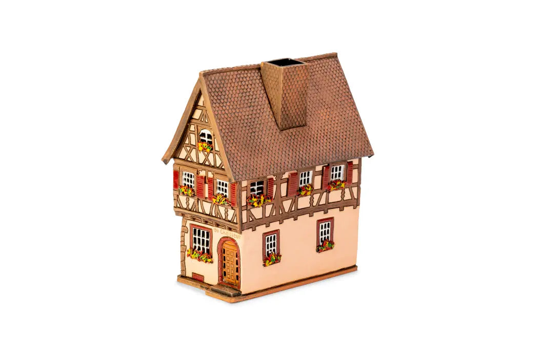 Brûle-parfum maison alsacienne (Colmar) en céramique, 19 cm