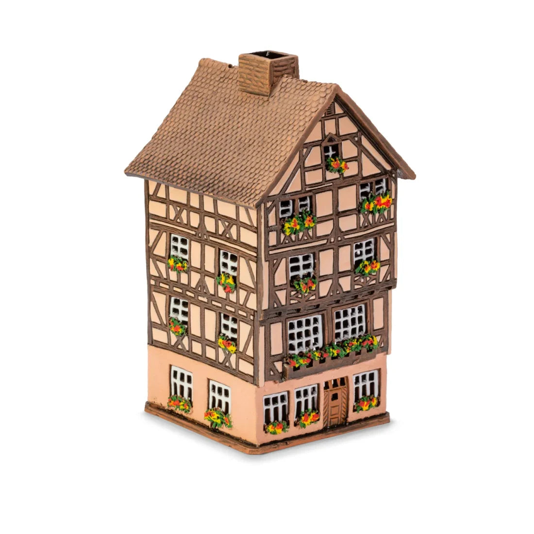 Brûle-parfum maison alsacienne (Colmar) en céramique, 19 cm