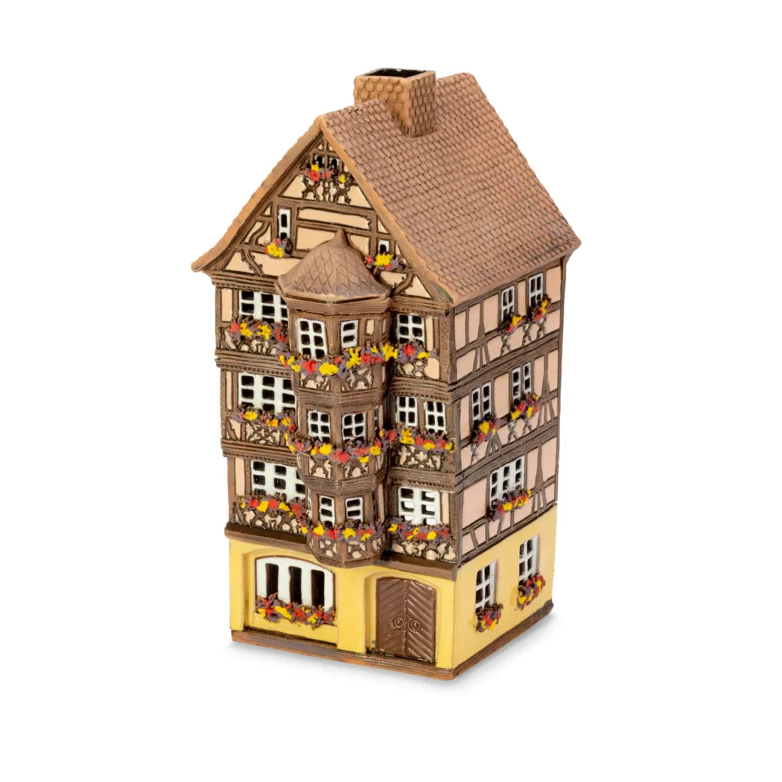 Brûle-parfum maison alsacienne (Saverne) en céramique, 19 cm