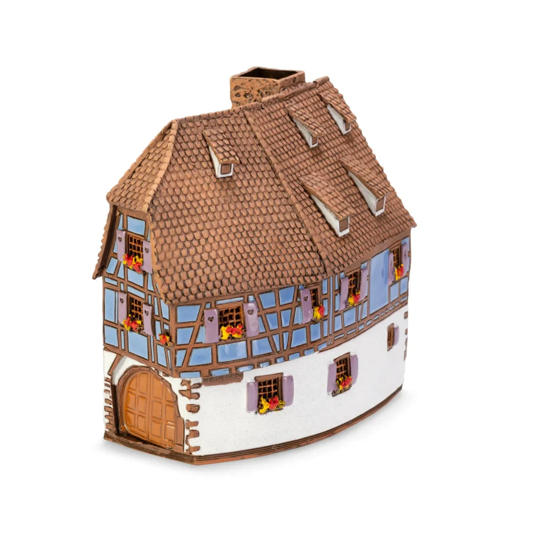 Brûle-parfum maison alsacienne (Kaysersberg) en céramique, 16 cm