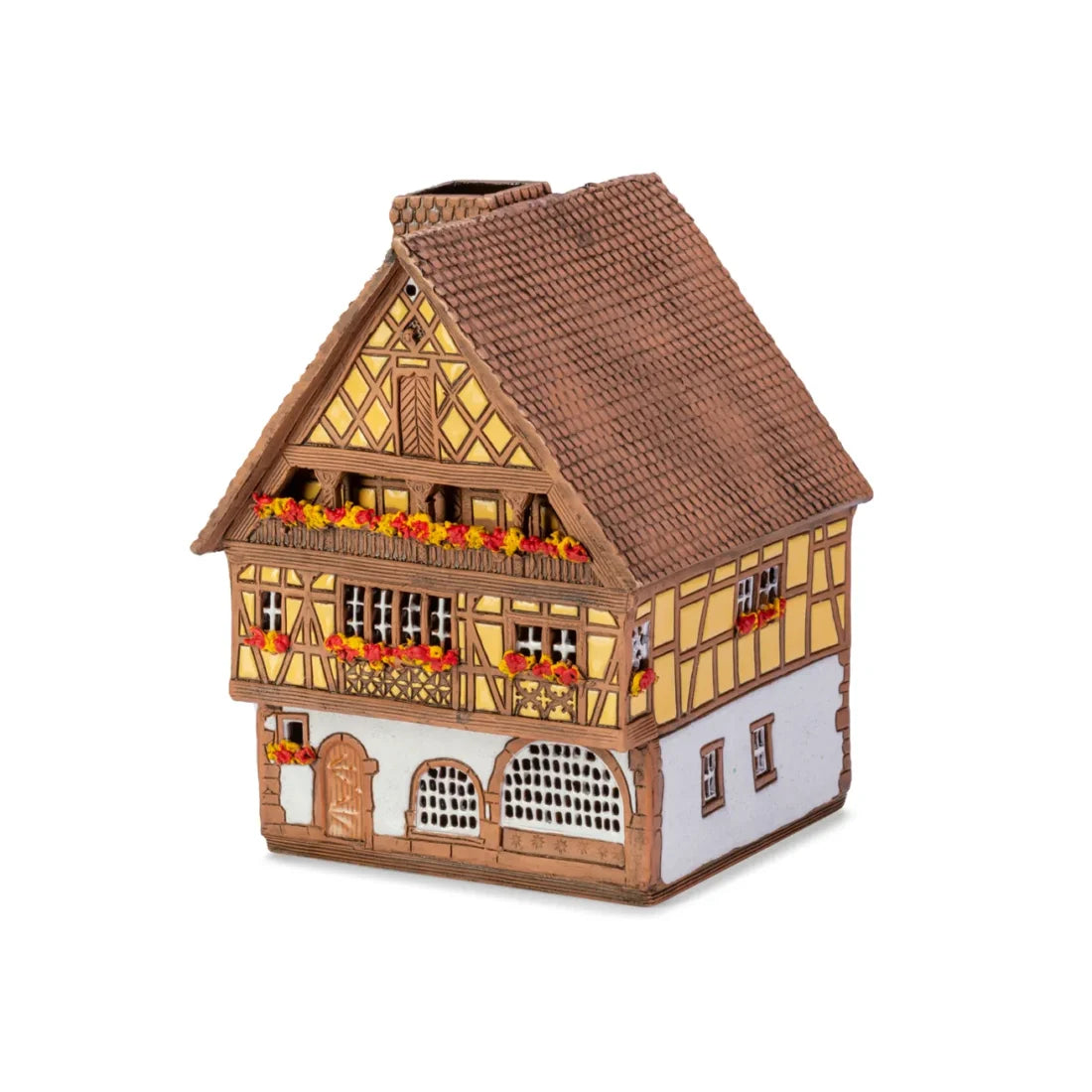Brûle-parfum maison alsacienne (Kaysersberg) en céramique, 17 cm