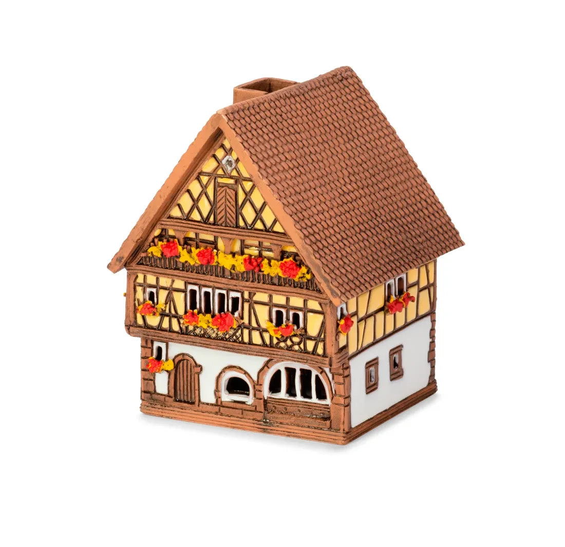 Brûle-encens maison alsacienne (Kaysersberg) en céramique, 9 cm