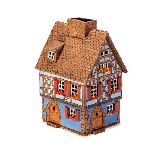 Brûle-parfum maison alsacienne en céramique, 14 cm