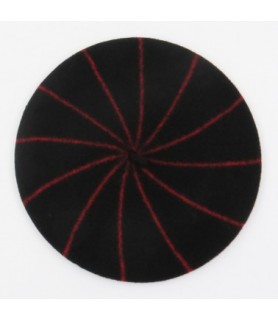 BERET NOIR LIGNES ROUGES