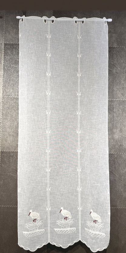 Brise-bise cigogne, hauteur 120 cm — voilage brodé fabriqué en France