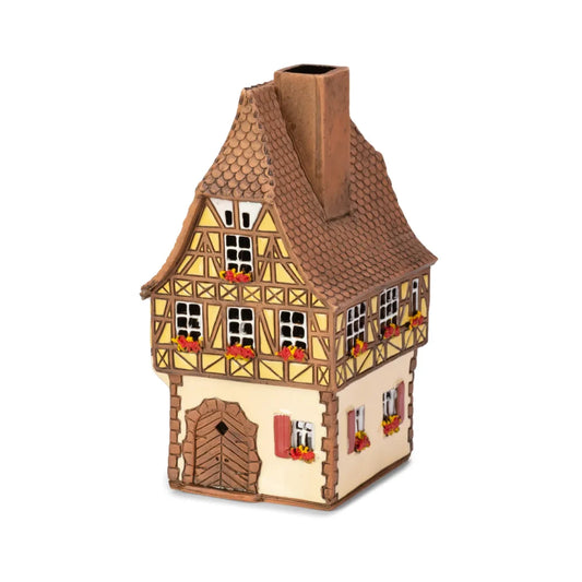 Brûle-parfum maison alsacienne en céramique, 17 cm