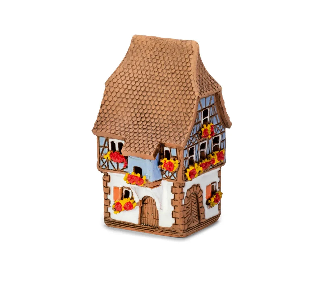 Brûle-encens maison alsacienne en céramique, 9 cm