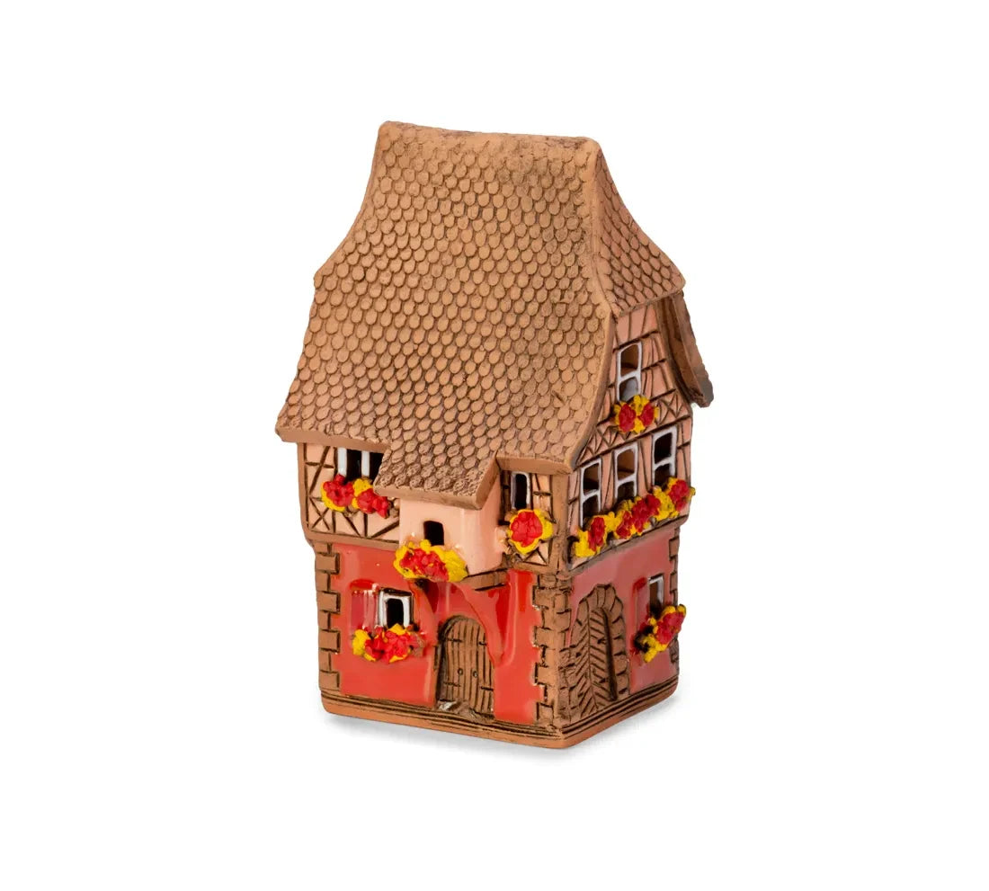 Brûle-encens maison alsacienne en céramique, 9 cm