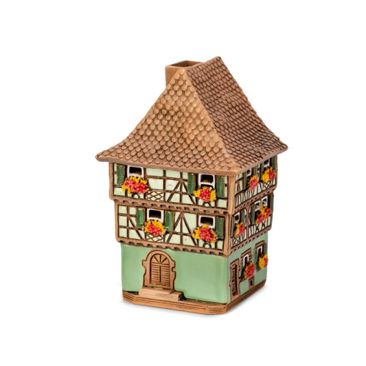Brûle-encens maison alsacienne (Eguisheim) en céramique, 9,5 cm