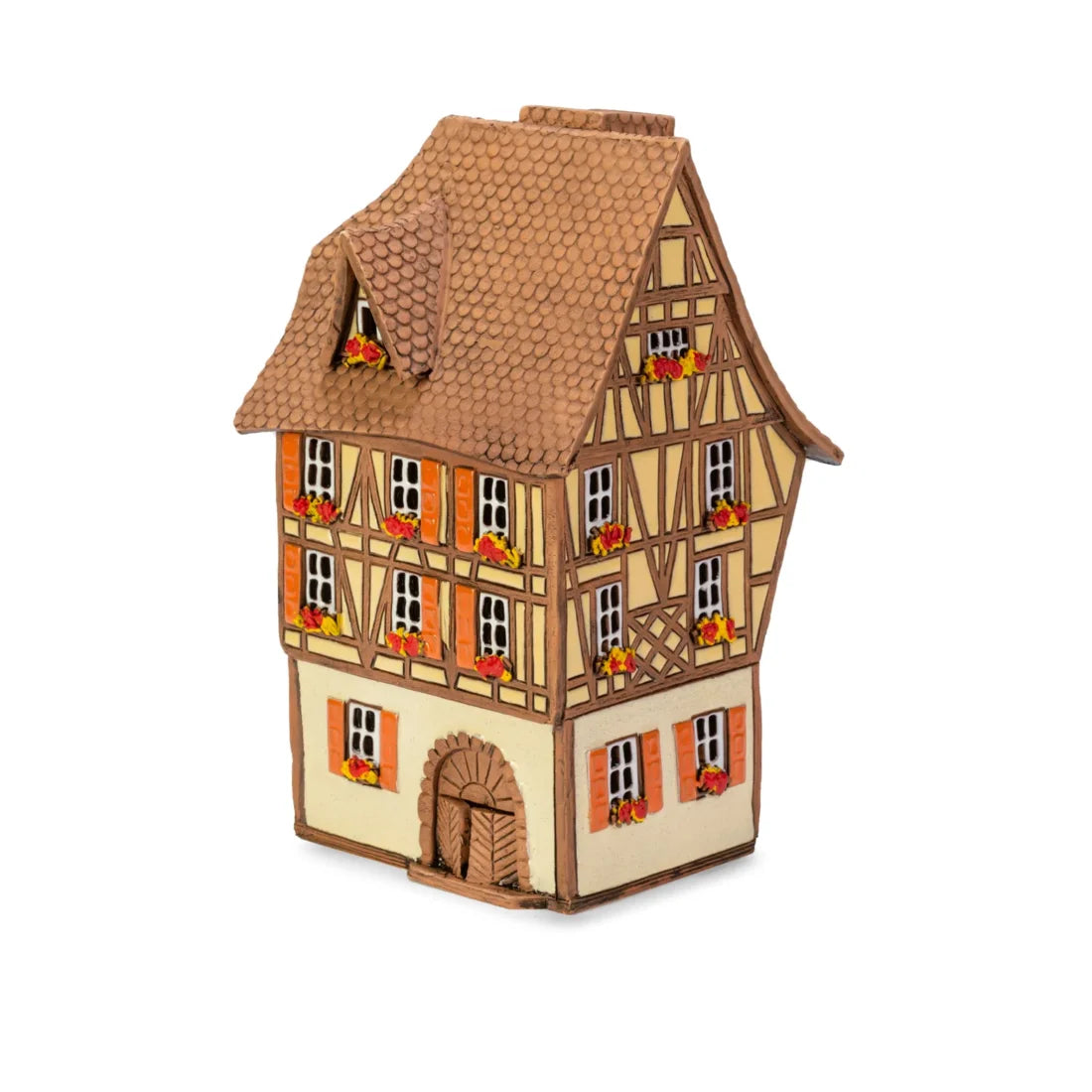 Brûle-parfum maison alsacienne en céramique, 20 cm
