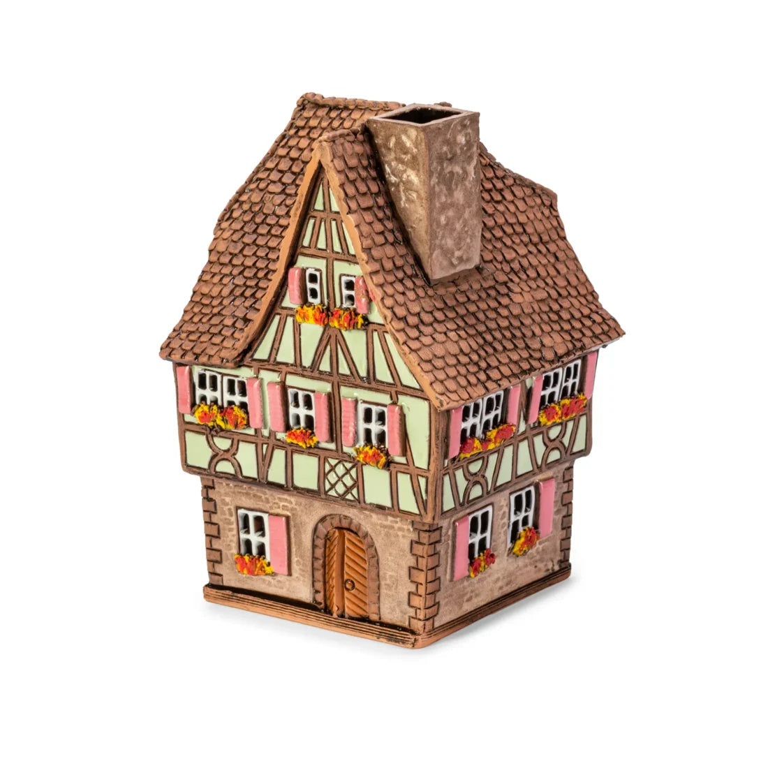 Casa alsaciana – 16 cm – cerámica pintada a mano — ALS 191