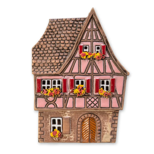 Brûle-parfum maison alsacienne en céramique, 16 cm