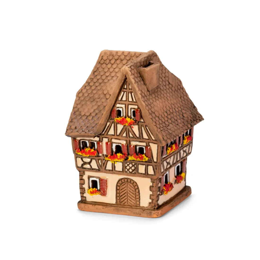 Casa alsaciana – 8 cm – cerámica pintada a mano — ALS 191 MINI