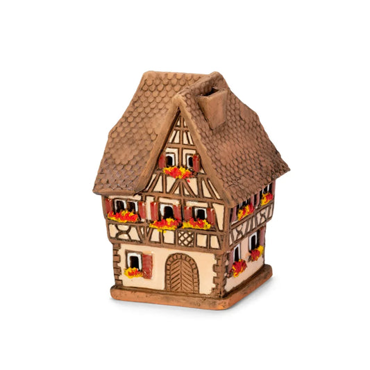 Brûle-encens maison alsacienne en céramique, 8 cm