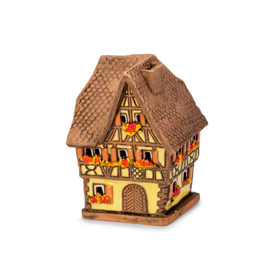 Brûle-encens maison alsacienne en céramique, 8 cm