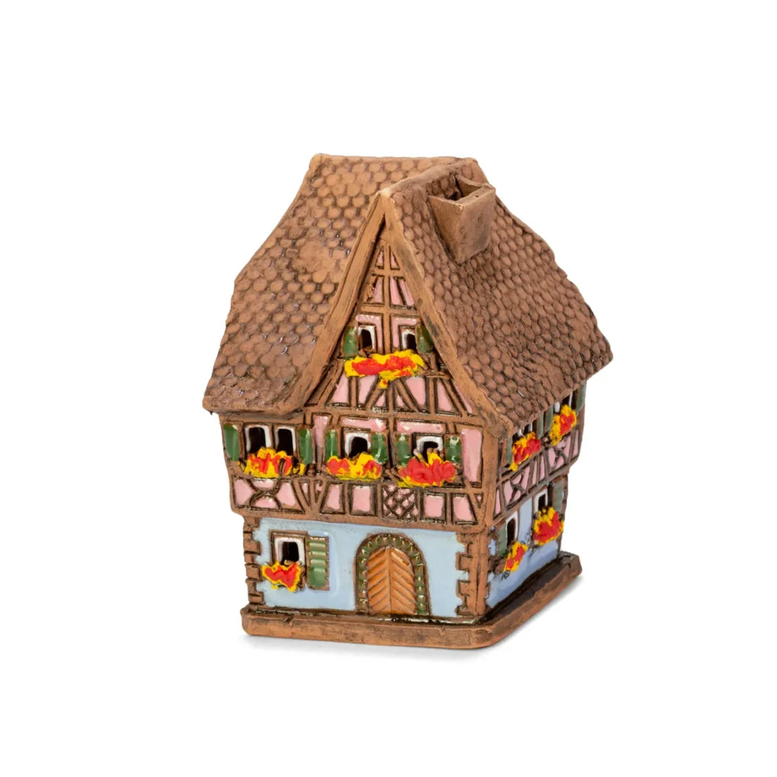 Casa alsaciana – 8 cm – cerámica pintada a mano — ALS 191 MINI