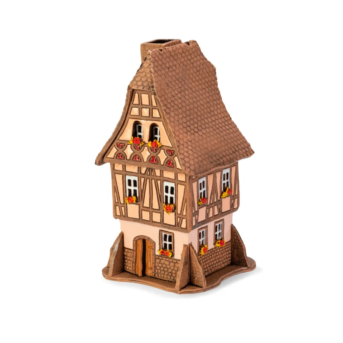 Casa alsaciana – 18 cm – cerámica pintada a mano — ALS 193