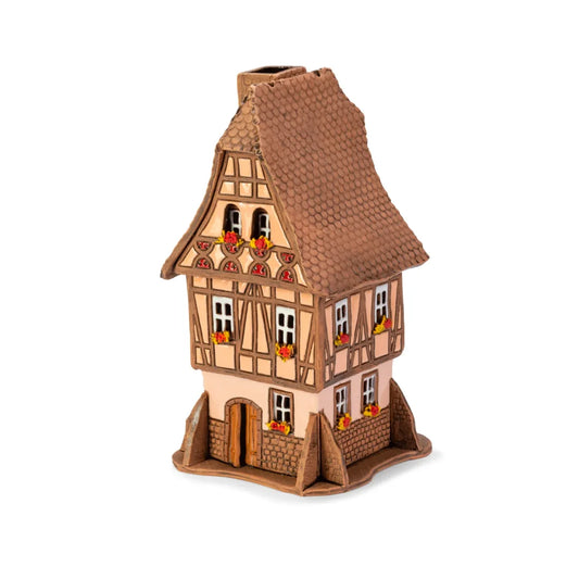 Brûle-parfum maison alsacienne en céramique, 18 cm