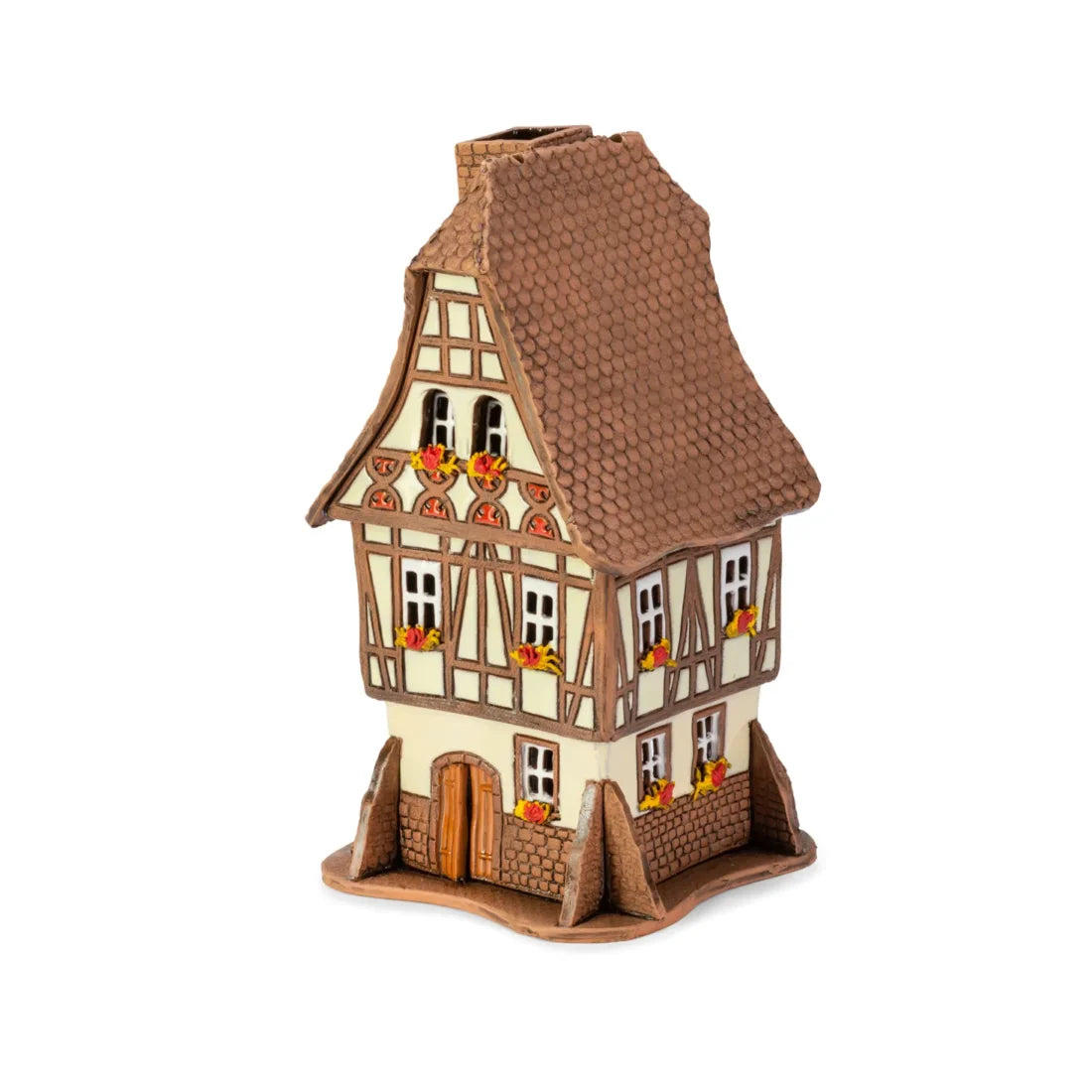 Casa alsaciana – 18 cm – cerámica pintada a mano — ALS 193