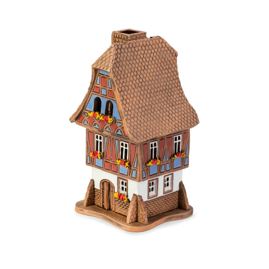 Brûle-parfum maison alsacienne en céramique, 14 cm