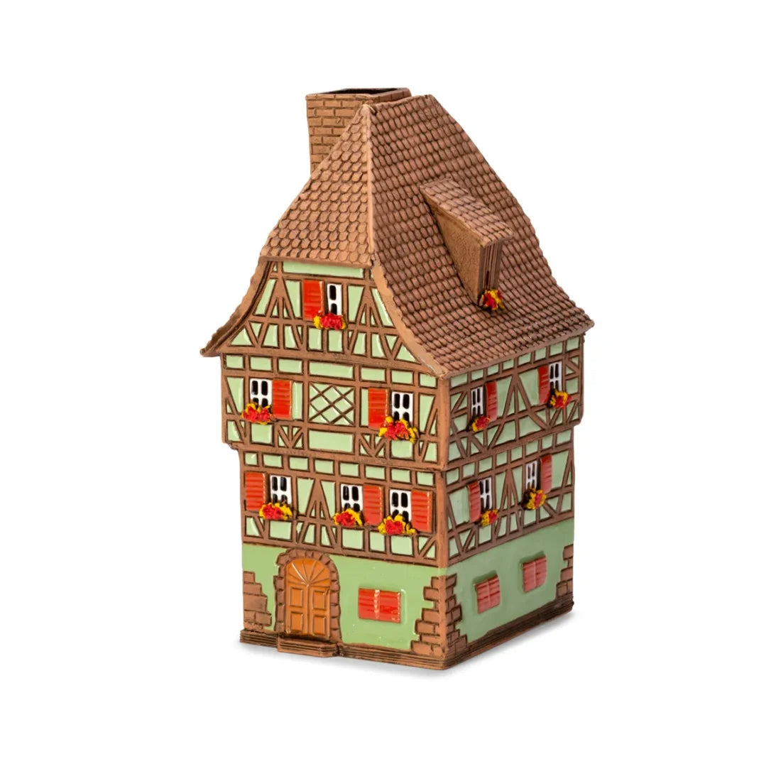 Brûle-parfum maison alsacienne en céramique, 16 cm