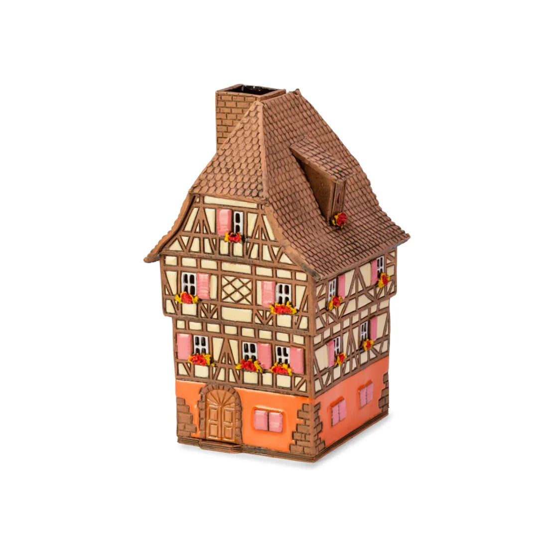 Brûle-parfum maison alsacienne en céramique, 16 cm