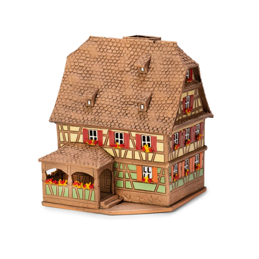 Brûle-parfum maison alsacienne en céramique, 17 cm