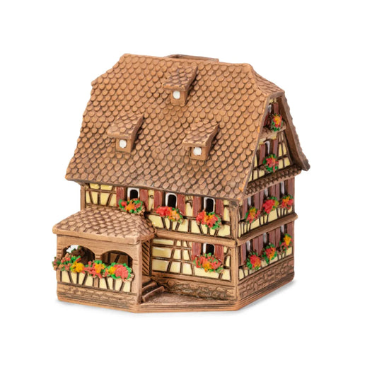 Brûle-encens maison alsacienne en céramique, 9 cm