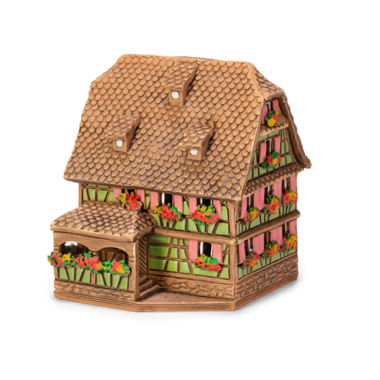Brûle-encens maison alsacienne en céramique, 9 cm