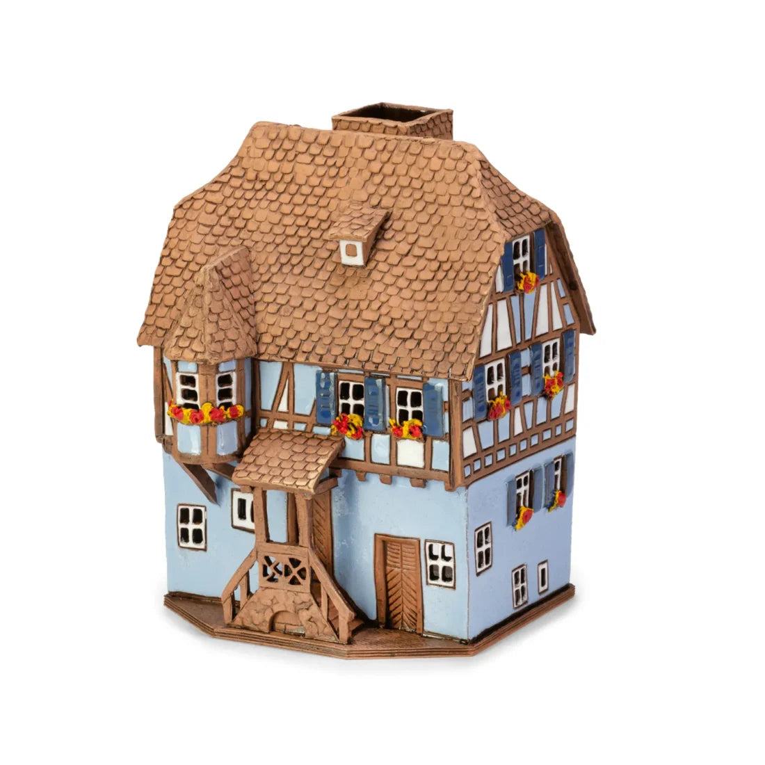 Brûle-parfum maison alsacienne en céramique, 17 cm