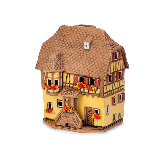 Brûle-encens maison alsacienne en céramique, 8,5 cm