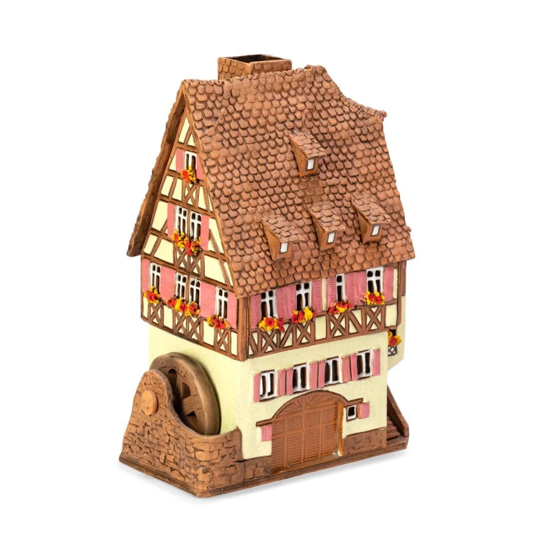 Brûle-parfum maison alsacienne en céramique, 20 cm