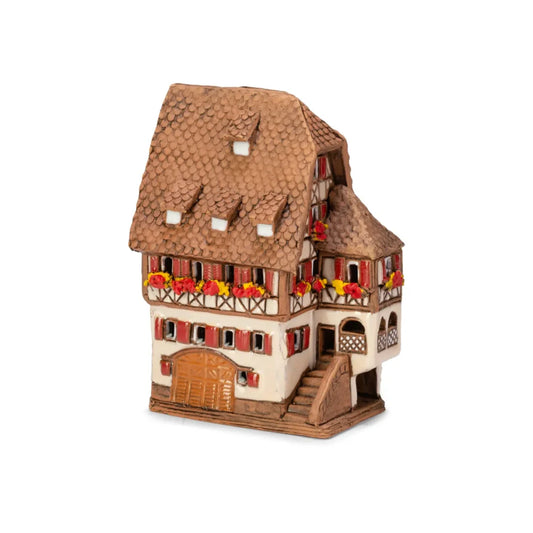 Brûle-encens maison alsacienne en céramique, 10 cm