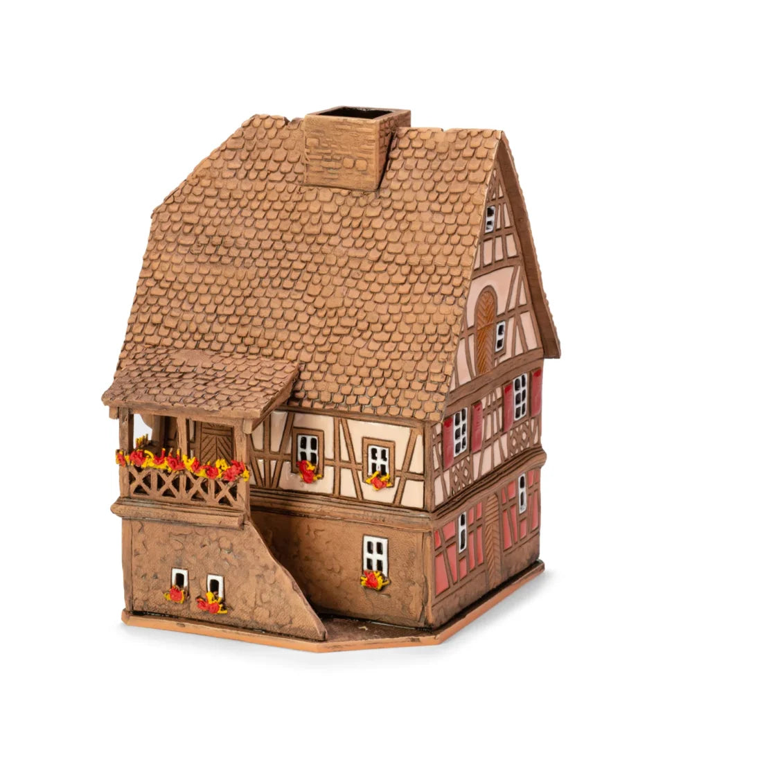 Brûle-parfum maison alsacienne en céramique, 18 cm