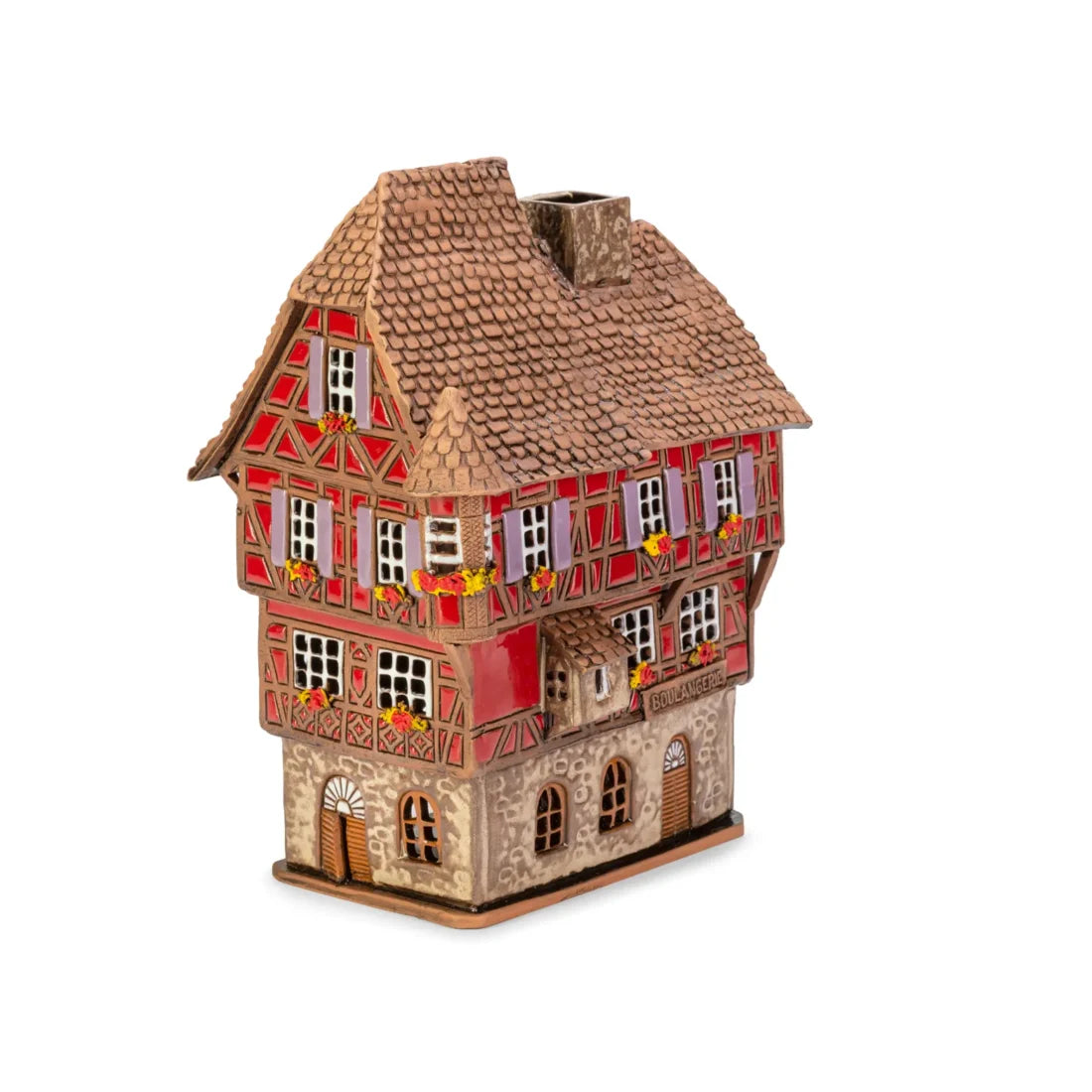 Brûle-parfum maison alsacienne en céramique, 19 cm