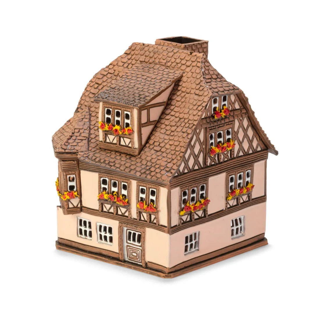 Brûle-parfum maison alsacienne en céramique, 15 cm
