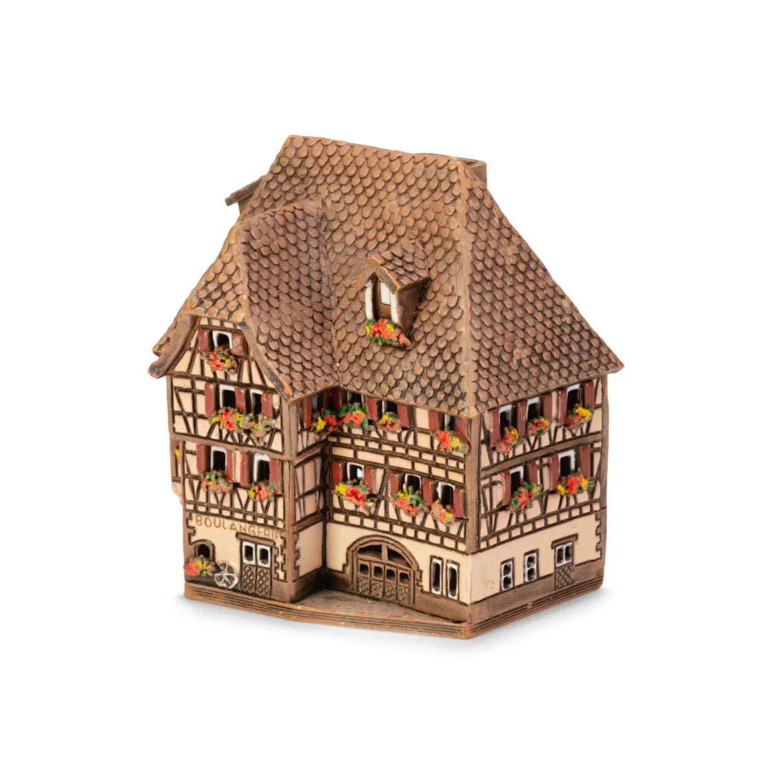 Casa alsaciana – 10 cm – cerámica pintada a mano — ALS 245 MINI