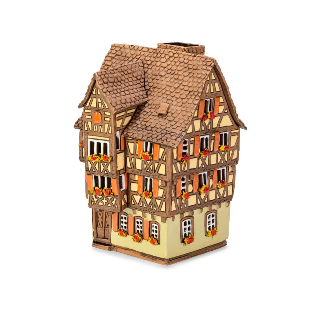 Brûle-parfum maison alsacienne (Colmar) en céramique, 17 cm