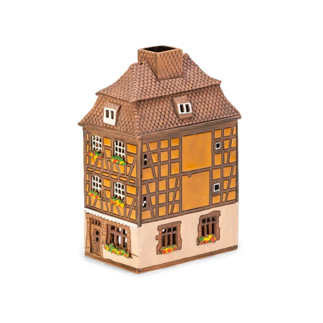 Brûle-parfum maison alsacienne (Colmar) en céramique, 17 cm